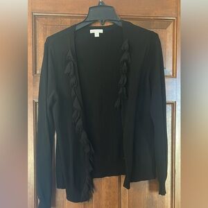 New York & Company Black Cardigan with Tassel Accents